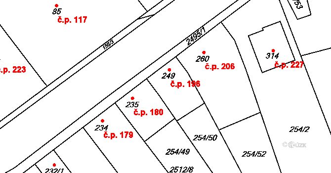 Chvalkovice na Hané 196, Ivanovice na Hané na parcele st. 249 v KÚ Chvalkovice na Hané, Katastrální mapa