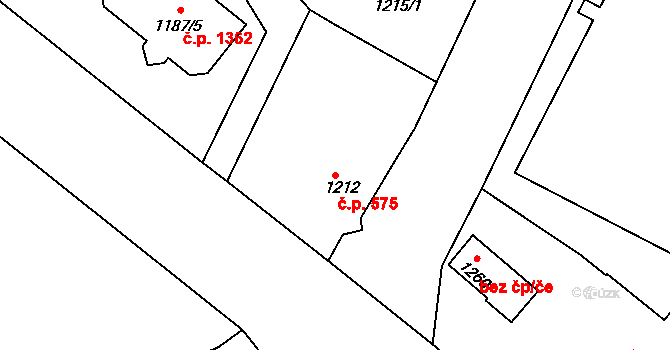 Rýmařov 575 na parcele st. 1212 v KÚ Rýmařov, Katastrální mapa