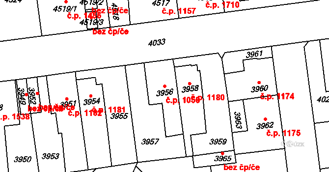 Kročehlavy 1058, Kladno na parcele st. 3956 v KÚ Kročehlavy, Katastrální mapa