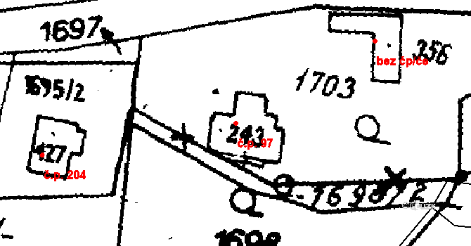 Opatovec 97 na parcele st. 243 v KÚ Opatovec, Katastrální mapa