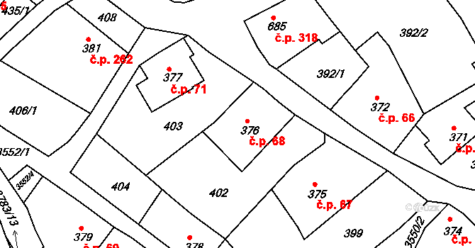Cvikov II 68, Cvikov na parcele st. 376 v KÚ Cvikov, Katastrální mapa