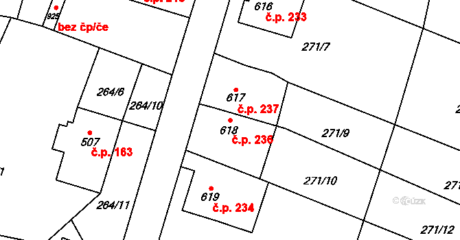 Děčín X-Bělá 236, Děčín na parcele st. 618 v KÚ Bělá u Děčína, Katastrální mapa