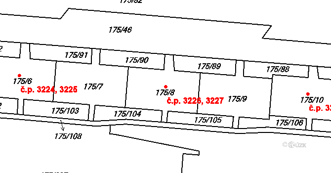Severní Terasa 3226,3227, Ústí nad Labem na parcele st. 175/8 v KÚ Dobětice, Katastrální mapa