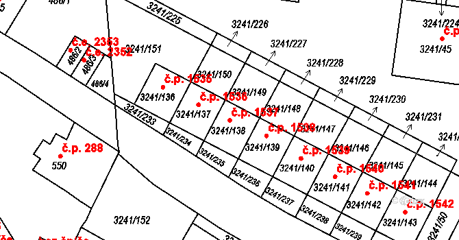 Střekov 1537, Ústí nad Labem na parcele st. 3241/138 v KÚ Střekov, Katastrální mapa