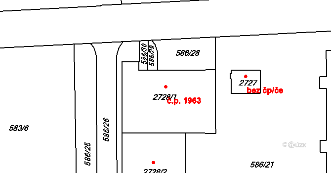 Předměstí 1963, Svitavy na parcele st. 2728/1 v KÚ Svitavy-předměstí, Katastrální mapa