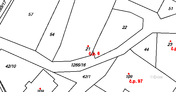 Černovice 6 na parcele st. 21 v KÚ Černovice u Kunštátu, Katastrální mapa