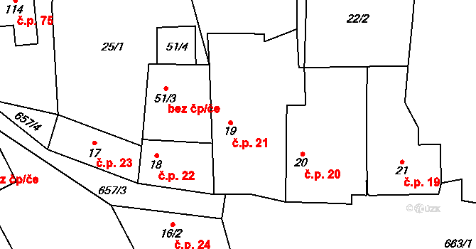 Ostružno 21, Nezdice na Šumavě na parcele st. 19 v KÚ Ostružno na Šumavě, Katastrální mapa