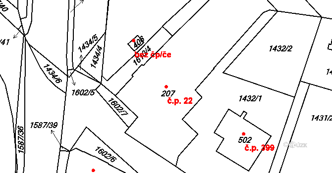 Švihov 22 na parcele st. 207 v KÚ Švihov u Klatov, Katastrální mapa