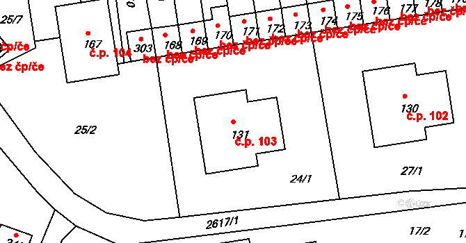 Český Rudolec 103 na parcele st. 131 v KÚ Český Rudolec, Katastrální mapa