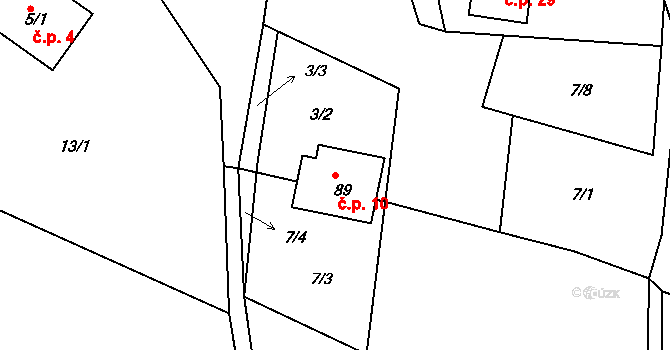 Nepřejov 10, Dolní Hbity na parcele st. 89 v KÚ Nepřejov, Katastrální mapa
