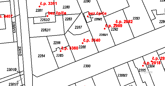 Chomutov 3140 na parcele st. 2288 v KÚ Chomutov II, Katastrální mapa