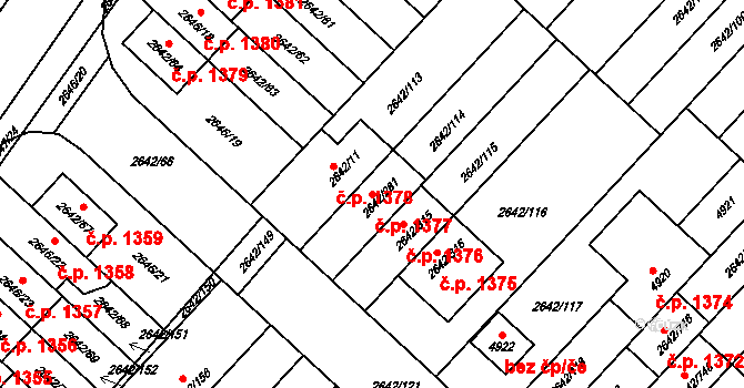 Kuřim 1377 na parcele st. 2642/281 v KÚ Kuřim, Katastrální mapa