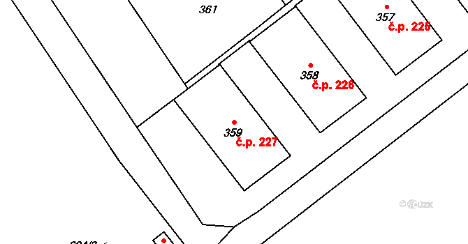Přerov IV-Kozlovice 227, Přerov na parcele st. 359 v KÚ Kozlovice u Přerova, Katastrální mapa