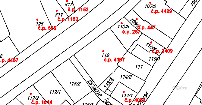 Hodonín 4197 na parcele st. 112 v KÚ Hodonín, Katastrální mapa
