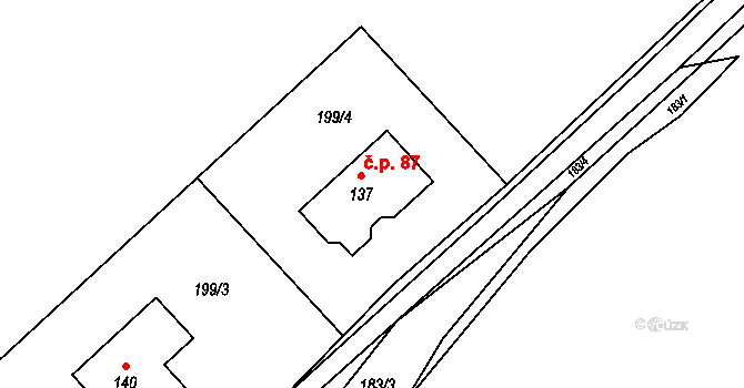 Nebílovský Borek 87, Štěnovický Borek na parcele st. 137 v KÚ Nebílovský Borek, Katastrální mapa