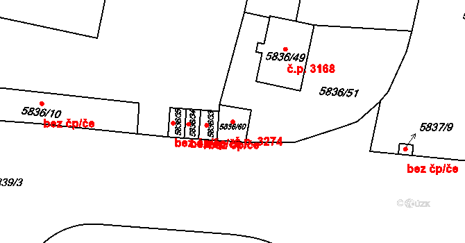 Přerov I-Město 3274, Přerov na parcele st. 5836/60 v KÚ Přerov, Katastrální mapa