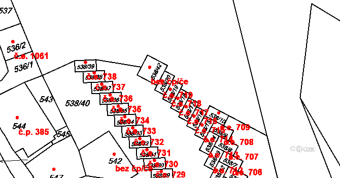 Děčín IV-Podmokly 718, Děčín na parcele st. 538/19 v KÚ Podmokly, Katastrální mapa