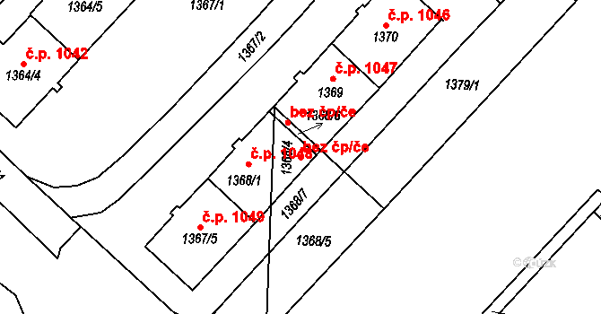 Praha 40481999 na parcele st. 1368/4 v KÚ Vršovice, Katastrální mapa