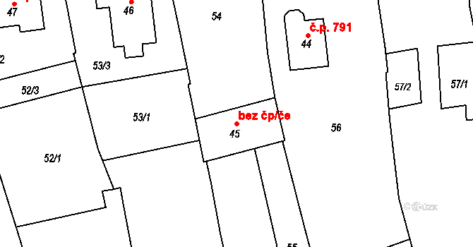 Bohuňovice 40828999 na parcele st. 45 v KÚ Bohuňovice, Katastrální mapa