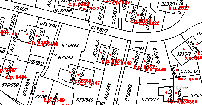 Zlín 2351 na parcele st. 3217/1 v KÚ Zlín, Katastrální mapa
