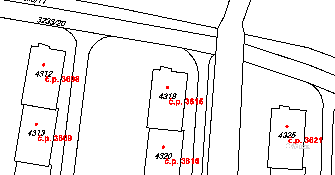 Zlín 3615 na parcele st. 4319 v KÚ Zlín, Katastrální mapa