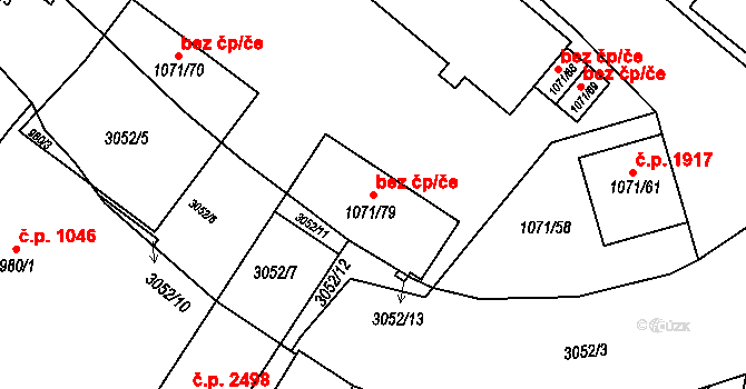 Opava 43808999 na parcele st. 1071/79 v KÚ Opava-Předměstí, Katastrální mapa