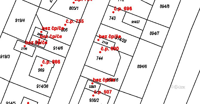 Kateřinky 690, Opava na parcele st. 744 v KÚ Kateřinky u Opavy, Katastrální mapa