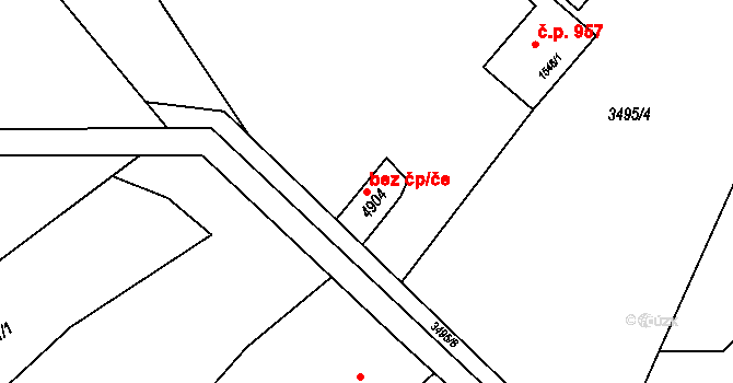 Rožnov pod Radhoštěm 49965999 na parcele st. 4904 v KÚ Rožnov pod Radhoštěm, Katastrální mapa