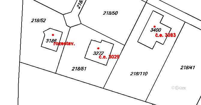 Sezimovo Ústí 3029 na parcele st. 3272 v KÚ Sezimovo Ústí, Katastrální mapa