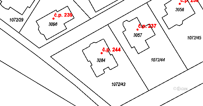 Hamrníky 244, Mariánské Lázně na parcele st. 3284 v KÚ Úšovice, Katastrální mapa