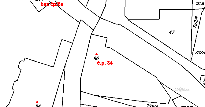 Teplice nad Metují 34 na parcele st. 86 v KÚ Teplice nad Metují, Katastrální mapa