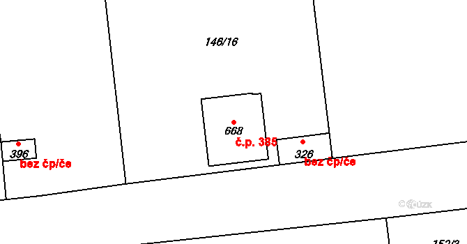 Čechtice 385 na parcele st. 668 v KÚ Čechtice, Katastrální mapa