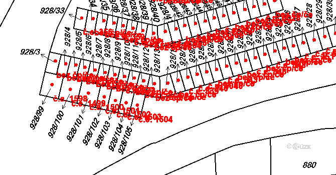 Louny 337 na parcele st. 928/14 v KÚ Louny, Katastrální mapa